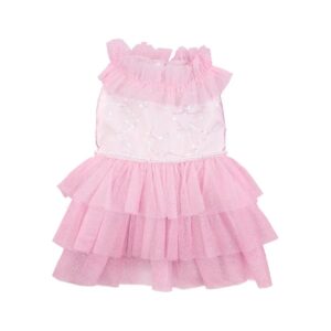 Pink Dog Dress for Small and Medium Dogs with Tulle and Polyester Fabric