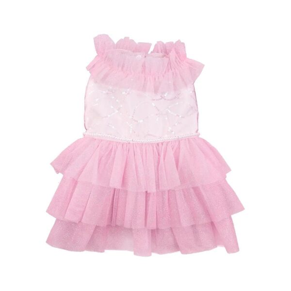 Pink Dog Dress for Small and Medium Dogs with Tulle and Polyester Fabric