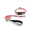 Pink Dog Leash and Collar Set for Large Dogs with Adjustable Length and Reflective Straps