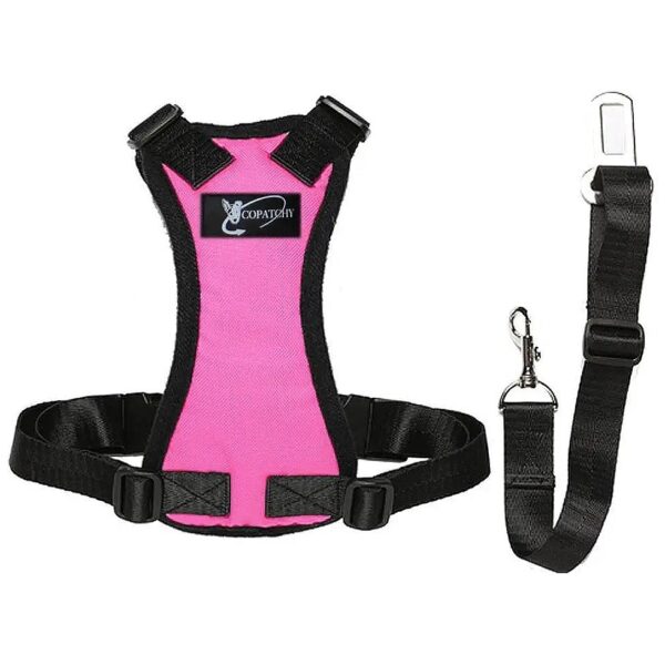 Pink Dog Seatbelt Harness with Seatbelt Tether and Adjustable Strap for Medium Size