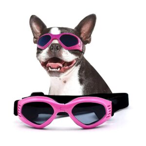 Pink Dog Sunglasses with Windproof Frame and Anti-Fog Lenses for Medium Breed Dogs