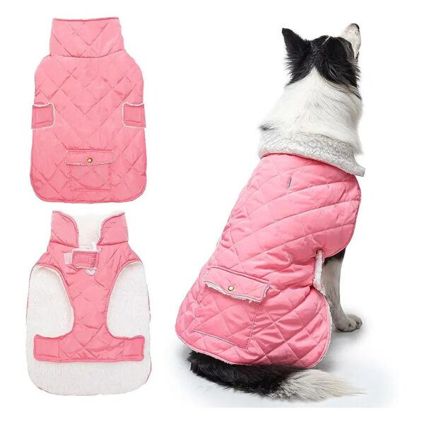 Pink Dog Vest Coat Outfits for Snow Rainy Cold Weather Indoor & Outdoor Use