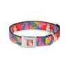 Pink Fish Trio Posed Dog Collar with 1 Inch Wide Buckle and Adjustable Neck