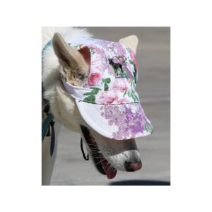 Pink Floral Adjustable Large Dog Outdoor Pet Hat for Comfortable Wear