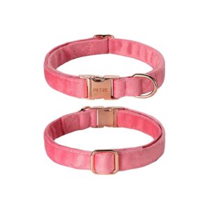 Pink Flower Dog Collar with Durable Suede and Metal Buckle for Small to Large Dogs