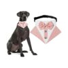 Pink Formal Dog Tuxedo Bandana with Bowtie Adjustable Collar for Large Dogs