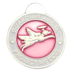 Pink Guardian Angels Dog Collar Charm for Engraving and ID