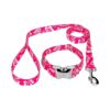 Pink Hawaiian Dog Collar and Leash Set with Tropical Design and Adjustable Neck Size