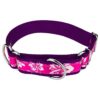 Pink Hawaiian Nylon Martingale Collar Adjustable for Medium Dog Necks