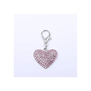 Pink Heart Rhinestones Dog Cat Jewelry Collar Pendant Charm Accessory