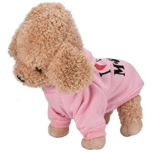 Pink Hoodie Dog T-Shirt for Small Breeds Winter Fashion Puppy Costume