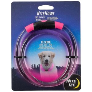 Pink LED Dog Necklace Safety Walking Running Night Light Accessories Bright