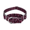 Pink Leopard Print Dog Collar with Martingale Design and Adjustable Neck for Medium Dogs