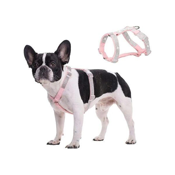 Pink M Dog Suede Harness with Adjustable Straps and Durable Buckle for Medium Dogs