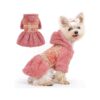 Pink Medium Dog Dress for Small Breed Female Dogs Winter Warm Sweater Hoodie Pet Clothes