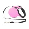 Pink Medium Nylon Retractable Dog Leash with Break & Lock System and Reflective Strips