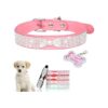 Pink Microfiber Dog Collar with Adjustable Safety Buckle for Small Female Dogs XXS Size