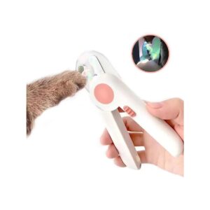 Pink Nail Clippers and Trimmers with LED Lighting Safety Guard for Small Pets