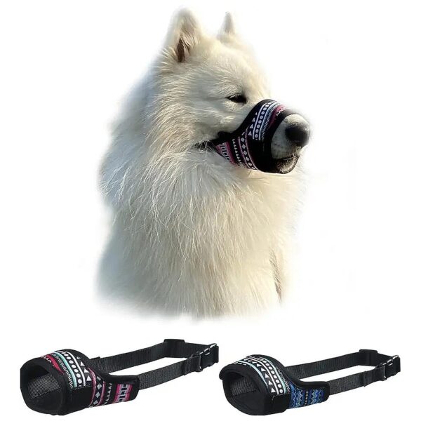 Pink Nylon Dog Muzzle for Large Dogs, Soft and Comfortable, Adjustable and Anti-Dropping