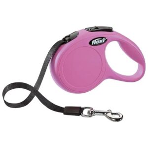 Pink Nylon Retractable Dog Leash for Small to Medium Size Dogs