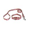 Pink Paisley Leather-look Martingale Collar and Leash Combination for Large Pets