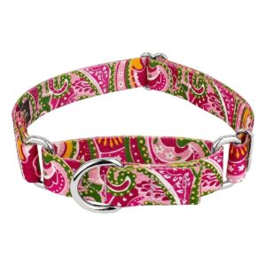 Pink Paisley Martingale Dog Collar with Adjustable Design for Large Dogs