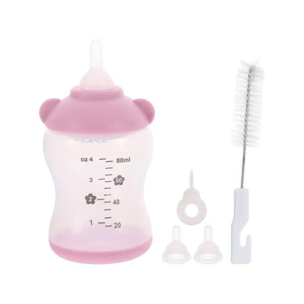 Pink Pet Feeding Bottle Kit for Newborn Kittens and Small Pets