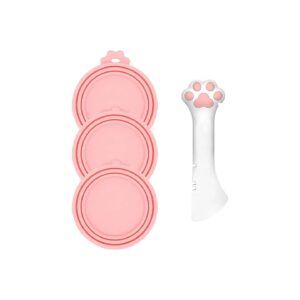 Pink Pet Food Can Lids and Universal Spoons Set for Cats and Dogs