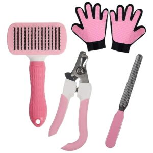 Pink Pet Grooming Kit for Cats, Dogs, and Small Pets