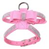 Pink Pet Harness with Bling Rhinestones and Bowknot Design