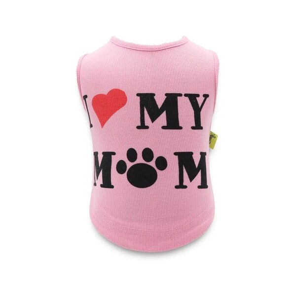 Pink Pet T-Shirt with "I Love Mom" Design for Small Dogs and Cats XS Breathable and Comfy