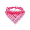 Pink Plaid Dog Accessories Soft Square Adjustable Washable Small Dog Bandana