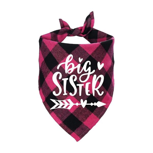 Pink Plaid Dog Bandana for "Big Sister" Pregnancy Announcement Photo Prop