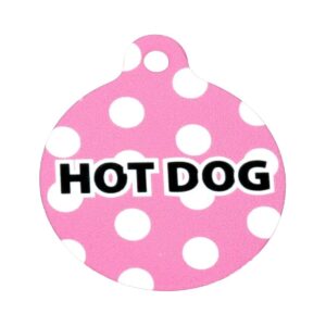 Pink Polka Dot Customized Dog ID Tag with Silencer and Protector by Yellow Dog Design Inc