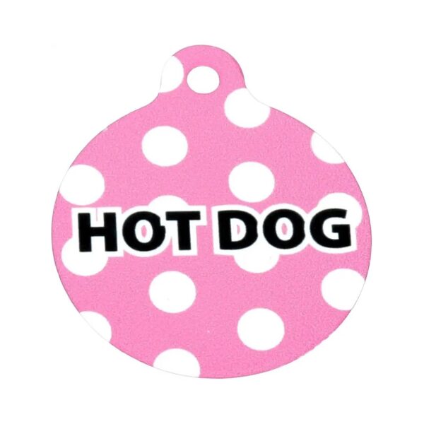 Pink Polka Dot Customized Dog ID Tag with Silencer and Protector by Yellow Dog Design Inc