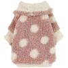 Pink Polka Dot Dog Coat with Thermal Fleece Lining and Rib Knit Cuffs