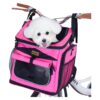 Pink Polyester Dog Bike Basket Carrier Pet Travel Bag for Small Dogs and Cats