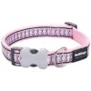 Pink Reflective Dog Collar with Adjustable Length and Width