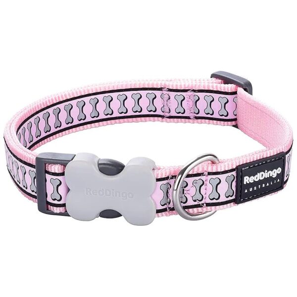 Pink Reflective Dog Collar with Adjustable Length and Width