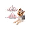 Pink Rhinestone Dog Tiara Hair Clips for Pet Grooming Costume Accessories