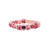 Pink Rose Floral Pattern Dog Collar with Polyester Material for Large Dogs