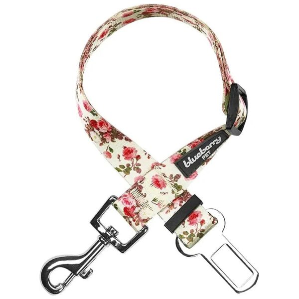 Pink Rose Print Dog Seatbelt Tether for Cats and Small Pets, Spring Scent Inspired