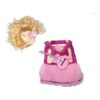 Pink Sequined Dress and Blonde Wig Headpiece with Faux Guitar for Dogs, M/l