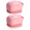 Pink Silicone Dog Bath Brush with Massaging Bristles for Gentle Pet Grooming