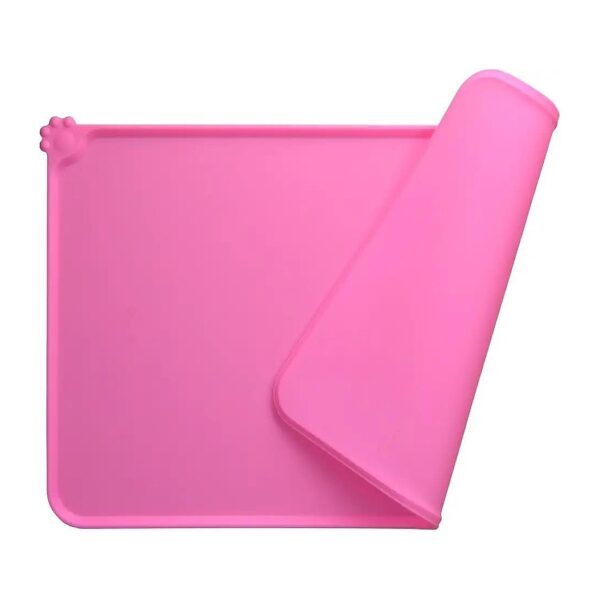 Pink Silicone Dog Cat Bowl Mat for Small Pets Non Slip Waterproof Feeding