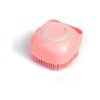 Pink Silicone Dog and Cat Brush for Grooming, Deshedding, and Exfoliating