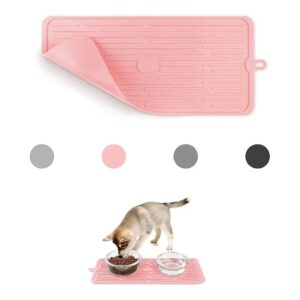 Pink Silicone Feeding Mat for Pet Food and Water