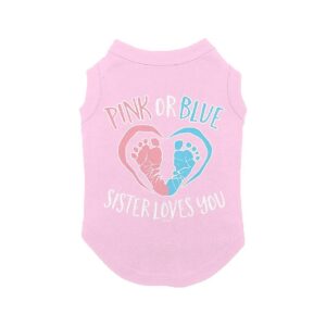 Pink Sister Loves You Dog Shirt for Medium Dogs Comfortable Ribbed Hem