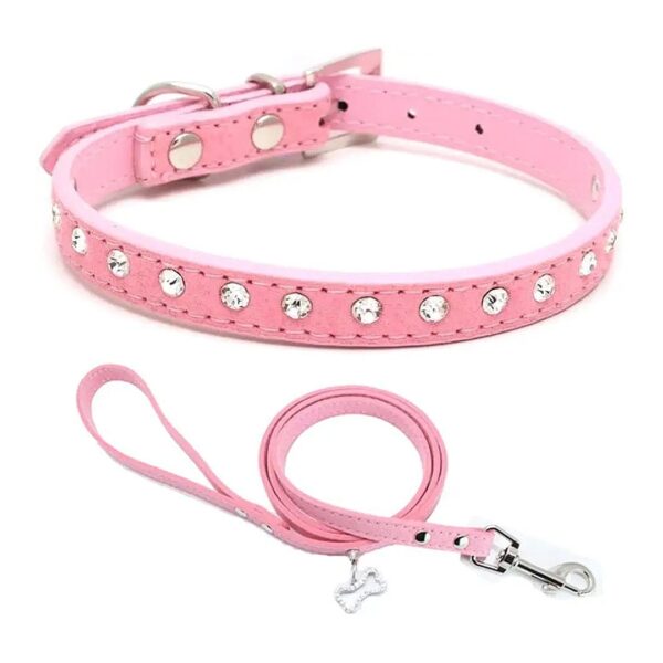 Pink Small Dog Collar with Bling Diamond for XXS XS Small Medium Female Dogs and Kitten