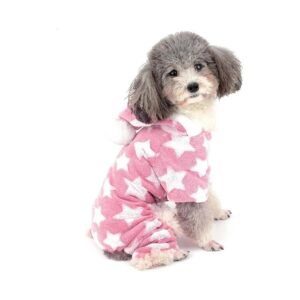 Pink Small Dog Overall Jumpsuit Winter Warm Fleece Puppy Pjs with Legs